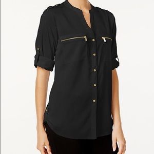 Calvin Klein Zip Pocket Utility Blouse